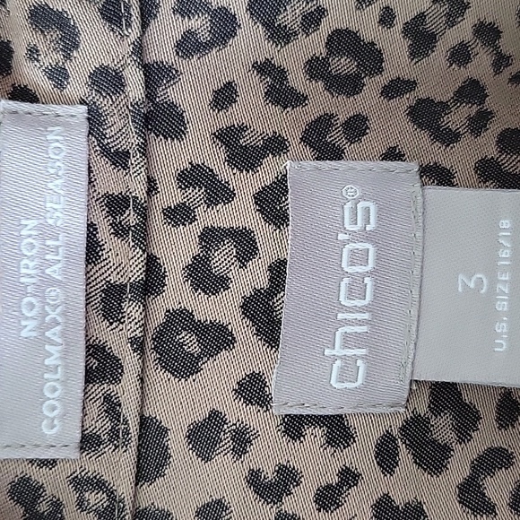 NWT Chico's No Iron All Seasons Animal Print LS Button Down Size XL - Picture 4 of 6
